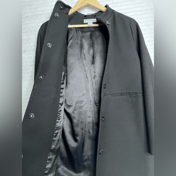 H&M short wool-blend coat women size 4 black long sleeve lined - Picture 8 of 14